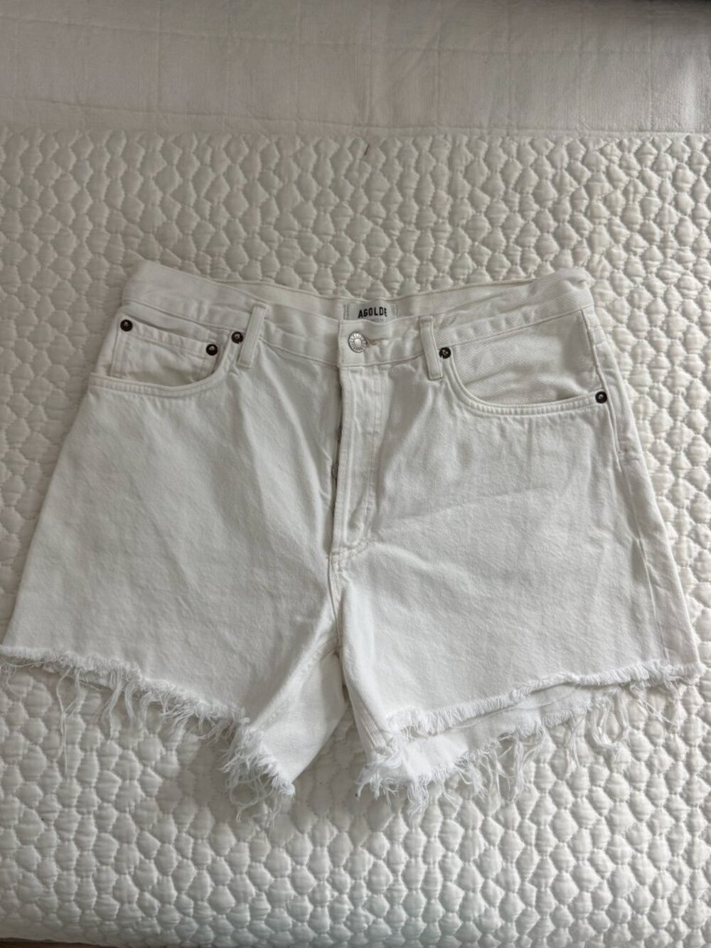Agolde Reese White Denim Shorts Size 29